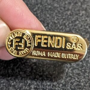 Fendi Vintage 70's Replacement Metal Gold Tone Oval Logo Nameplate Embellishment